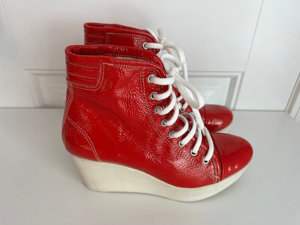 Domenico Vacca - Patent Leather Sneaker Wedges - Size 35